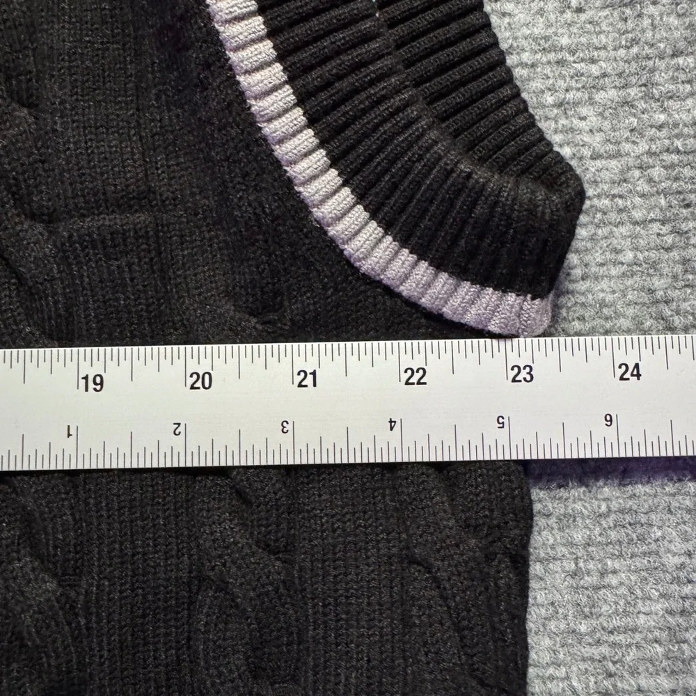 FILA Baseline Cable Knit Vest‎ Mens Large Black Sleeveless Sweater Heavyweight